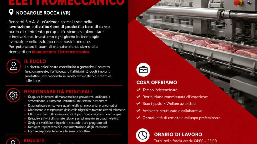 STIAMO ASSUMENDO! 
 Nogarole Rocca (VR)

Siamo alla ricerca di un Manutentore El...